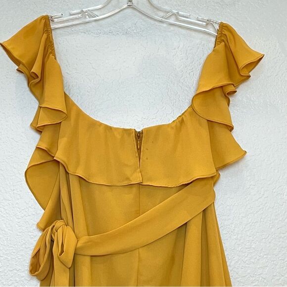 Superdown NWT! Jolene Ruffle Wrap Mini Dress in Marigold size Small - Picture 5 of 16
